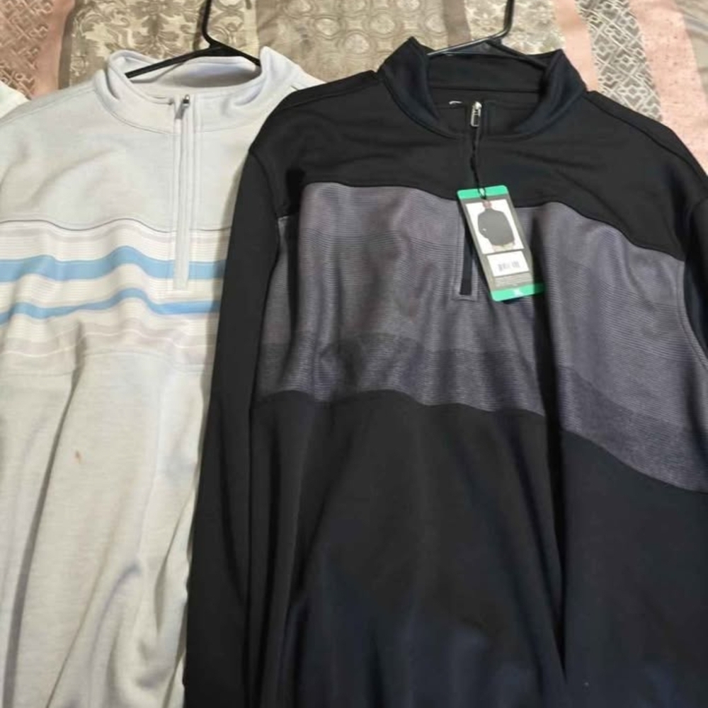 Men's Black and Gray Quarter-Zip Pullover